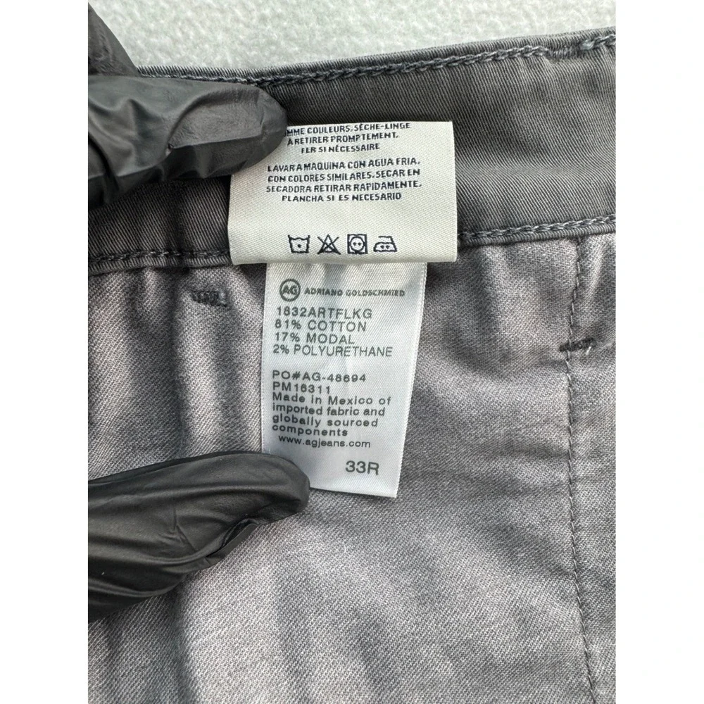 AG Adriano Goldschmied The Marshall Slim‎ Straight Pants Mens 33X35 Gray